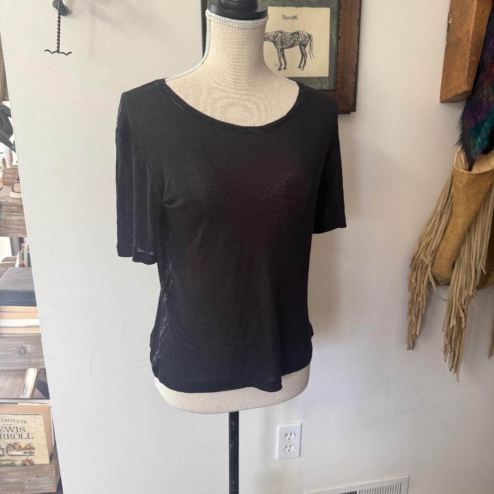 ZADIG & VOLTAIRE Black Metallic Detail Tee S
